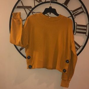 Mustard yellow button accent crop top